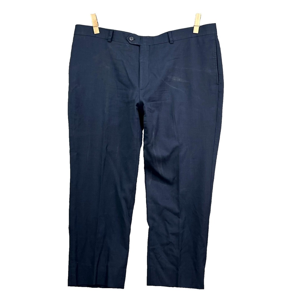 Pronto Uomo‎ Platinum Dress Pants Mens 42x24.5* Blue Wool Business Career Office